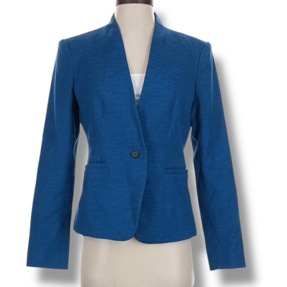 LOFT Textured Blue Single Button Blazer Sz 8